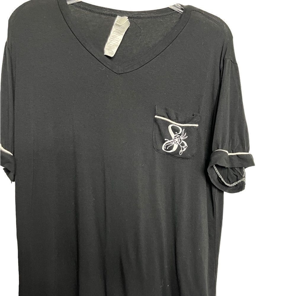 CULLY II 'S' Monogram Short Sleeve Pajama Shirt Black & White Size Large